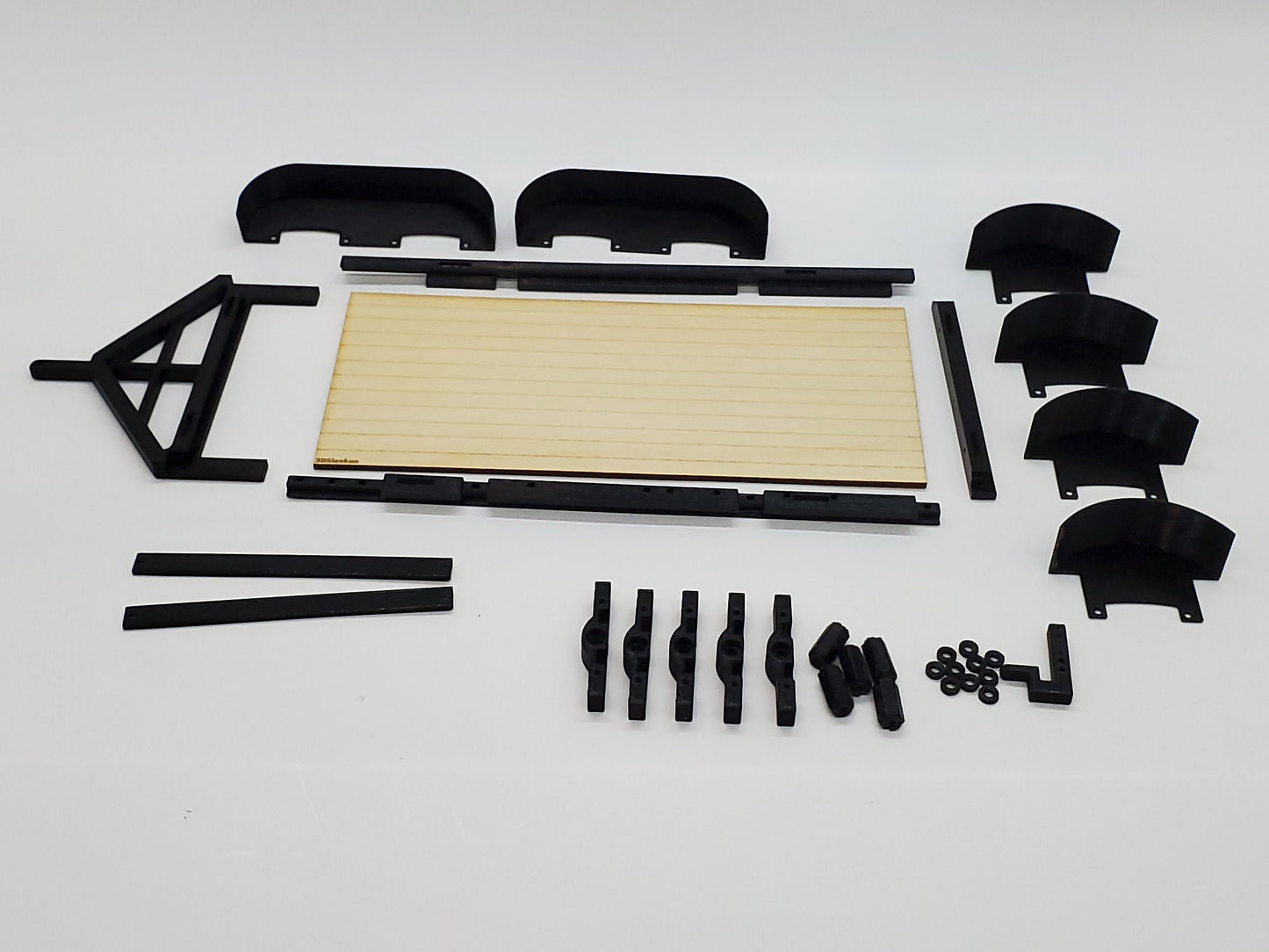 1/24 Scale Trailer Kit: Axial Wheels, Bearings, Wood Bed
