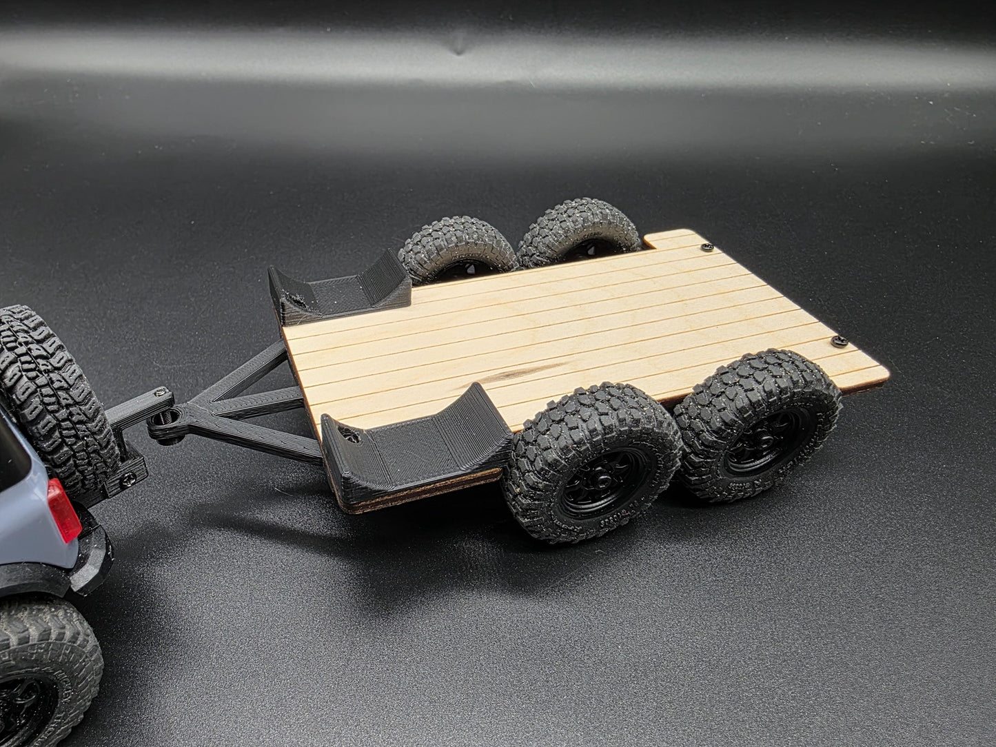 Double Axle Trailers for Axial SCX30 Bronco Jeep Red Cat 1/30 scale Crawlers