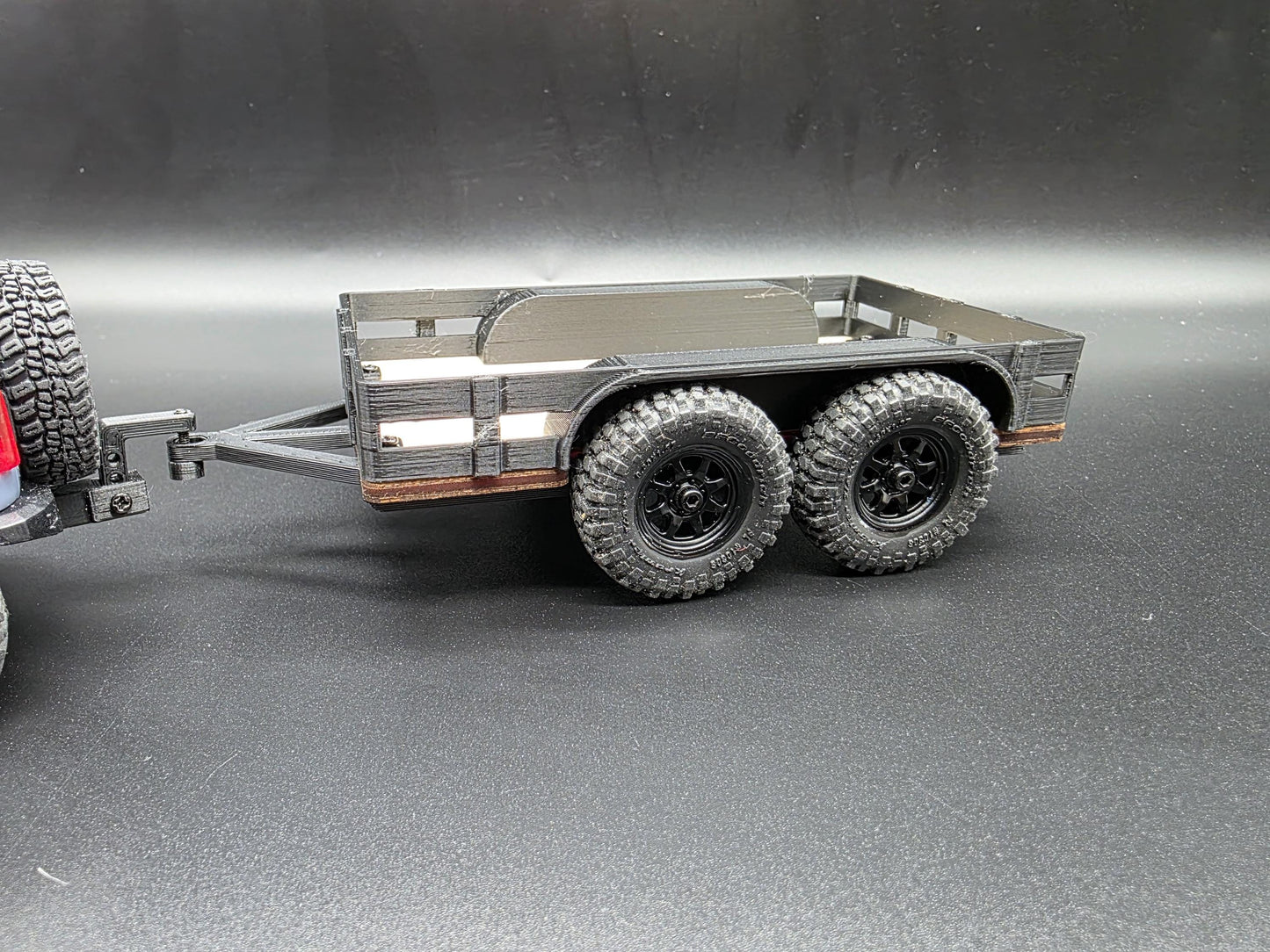 Double Axle Trailers for Axial SCX30 Bronco Jeep Red Cat 1/30 scale Crawlers