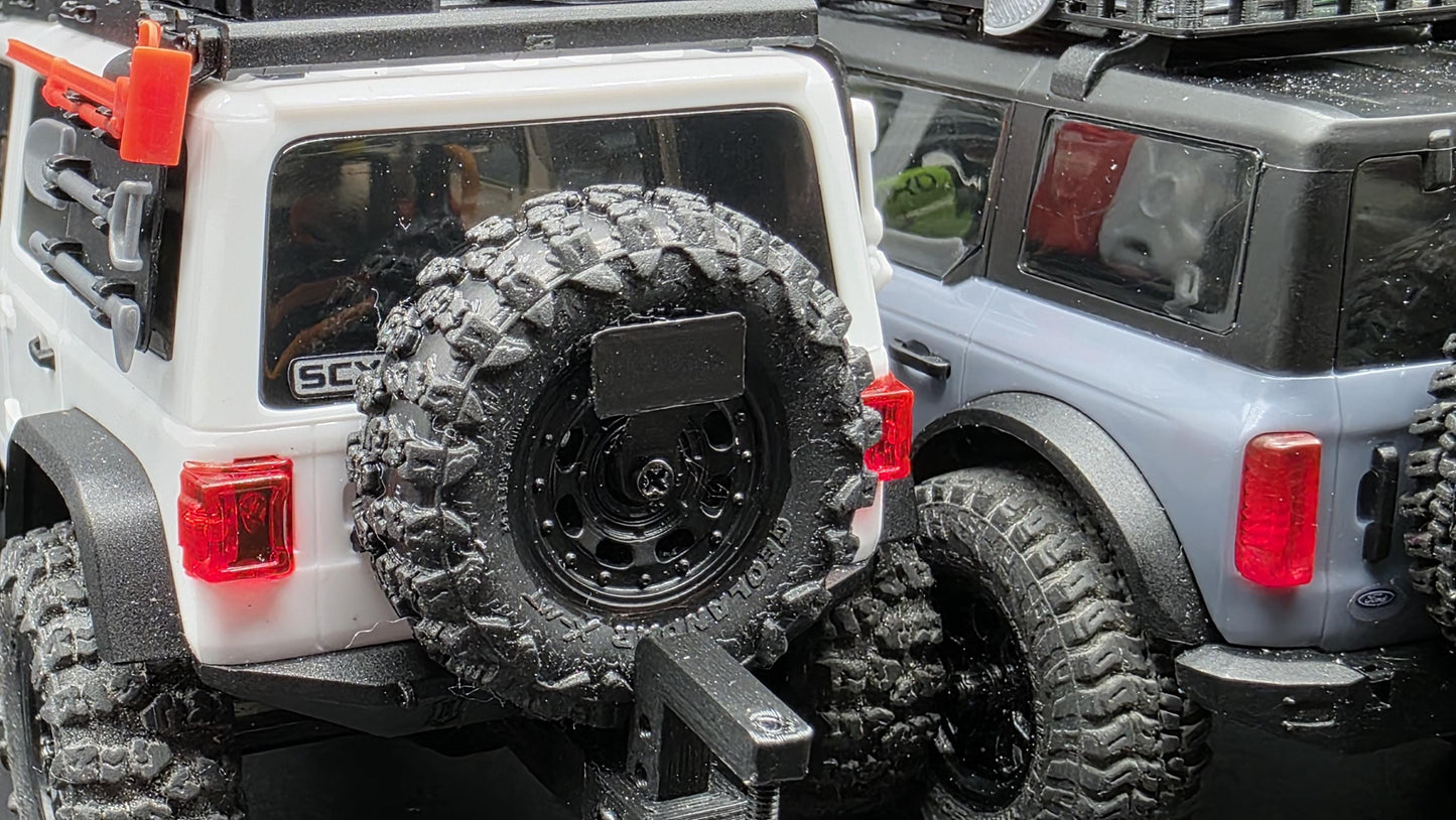 Spare Tire License Plate Holder for Axial SCX30 Bronco and Jeep Crawlers