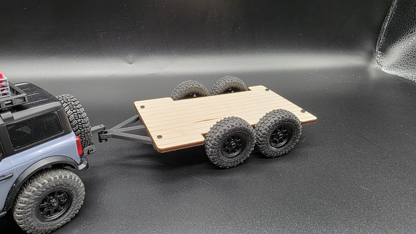 Double Axle Trailers for Axial SCX30 Bronco Jeep Red Cat 1/30 scale Crawlers