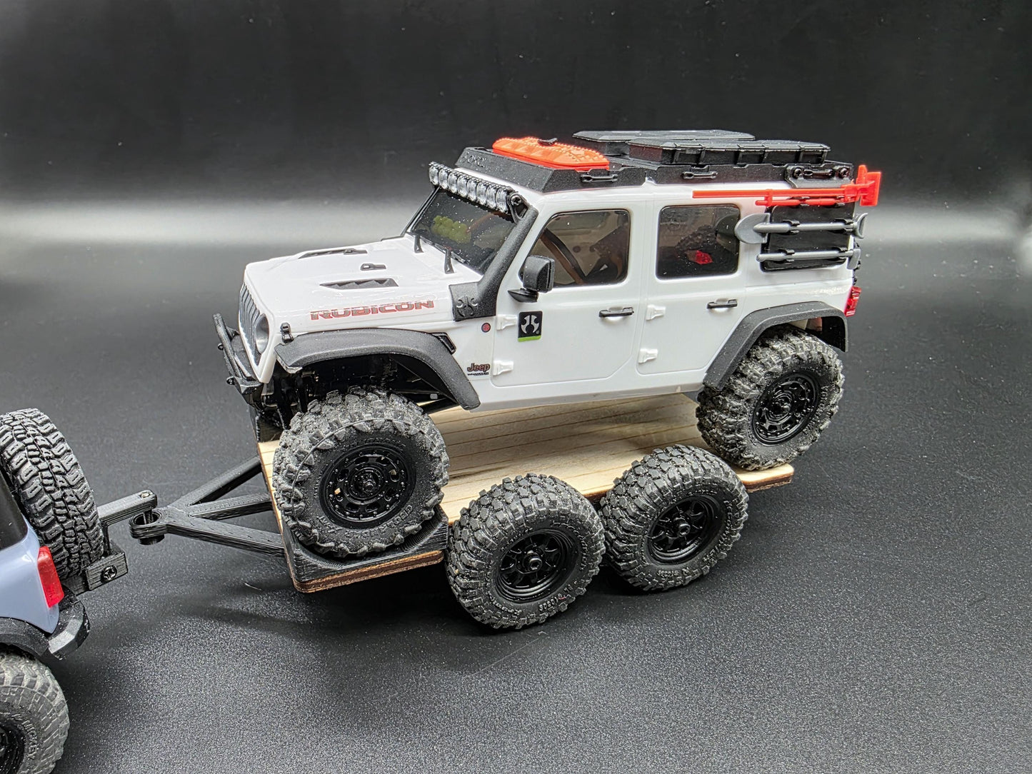 Double Axle Trailers for Axial SCX30 Bronco Jeep Red Cat 1/30 scale Crawlers